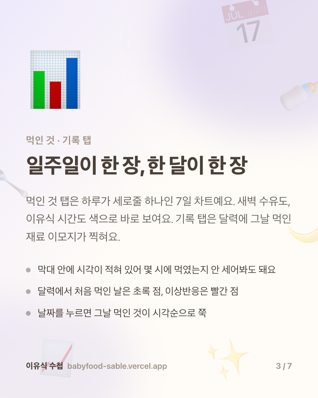 3. 일주일이 한 장, 한 달이 한 장